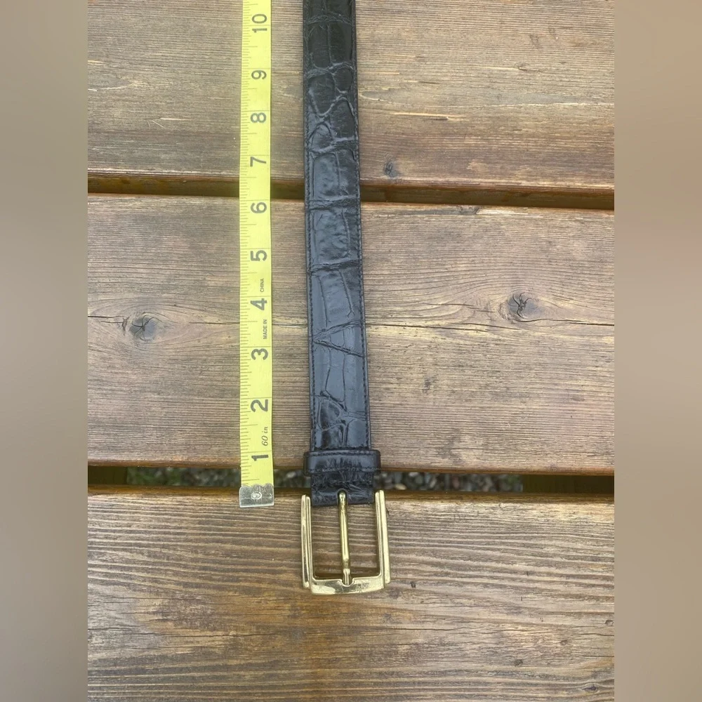 Mens Burberry Croco Embossed NEW Leather Belt🔥Vintage Brass Buckle🔥 - Picture 11 of 16